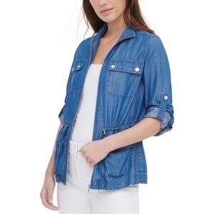 Calvin Klein Blue Chambray Denim Utility Jacket